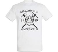 SFffDFFSaa Khazad-Dum Miners Club T-Shirt Lord of Dwarfs Gimli Moria The Rings Miner Fun White
