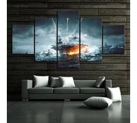 SFgFGfcghC Framed Non-Woven Canvas Prints - 5-Piece Home Decor Set Battlefield 4: Marine Battleship Aircraft Carrier Hunter,L