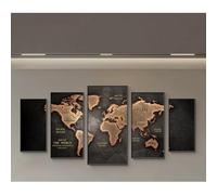 SFgFGfcghC Retro world map hanging painting, five couplets mosaic painting, living room decoration painting, dining room art mural painting,XL