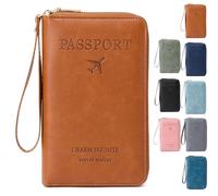 SFHDFLUQ Summer Simple Plain Passport Cases Back to School, Charm Infinite Travel Wallet, RFID Blocking Card Holder(Brown)