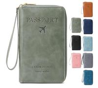 SFHDFLUQ Summer Simple Plain Passport Cases Back to School, Charm Infinite Travel Wallet, RFID Blocking Card Holder(Green)