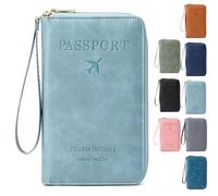 SFHDFLUQ Summer Simple Plain Passport Cases Back to School, Charm Infinite Travel Wallet, RFID Blocking Card Holder(Sky Blue)