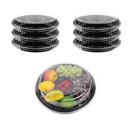 SFHKZCM 6pc Reusable Plastic Platters Set with Lids - Multi-Compartment Serving Trays for Buffet Party Catering Dishwasher-Safe Snack Tray for Sushi, Canapés, Veggie Dips & Charcuterie（30cm）
