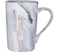 SFHMTL Personalized Initial Gifts for Women Men Letter K 12 Ounce Marble Style Ceramic Coffee Mug Letter Drink Cup Birthday Graduation Christmas Wedding Bridesmaid Proposal Gift(K)