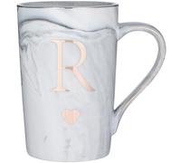 SFHMTL Personalized Initial Gifts for Women Men Letter R 12 Ounce Marble Style Ceramic Coffee Mug Letter Drink Cup Birthday Graduation Christmas Wedding Bridesmaid Proposal Gift(R)