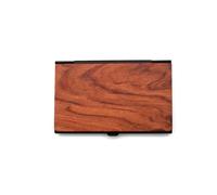 sFiJSaAPy Wooden Walnut Wooden Business Card Case | Portable Wood Business Card Holder Solid Wood and Meta Credit Card Case Luxury Rosewood(Rose Wood x Black)