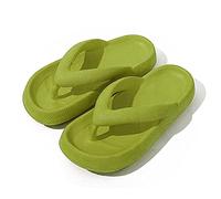 Sfit Thong Flip Flops House Slippers for Women Men Non-Slip Cloud Slides Open Toe Beach Summer Sandals Slip On Thick Memory Foam Indoor Shoes (Green，5.5/6.5 UK)
