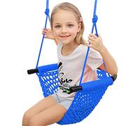 SFITVE Kids Swing Seat With Adjustable Ropes, Hand-Knitting Child Swing Seat Great For Tree, Outdoor Indoor, Playground, Backyard(Color:blue)