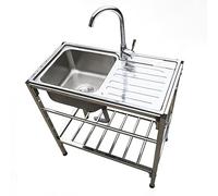 SFJATTA Freestanding Portable Sink with Stand and Tap, Stainless Steel Kitchen Outdoor Sink, Commercial Restaurant Sink, for Laundry Room, Garage, Farmhouse