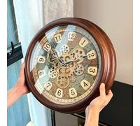 SFJATTA Wall Clock with Gears Vintage, Industrial Large Wall Clock, Steampunk Gear Clocks with Arabic, Silent Non-Ticking,for Living Room Decor Kitchen Home