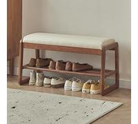 SFJATTA Wooden Entryway Bench with Cushioned Seat Farmhouse Shoe Rack Bench with Shelves for Living Room, Hallway, Bedroom(Wood color,60 * 30 * 42cm)