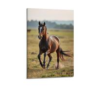 sfjjkh Animal Poster A Regal Horse Running through A Field Poster Wall Art Canvas Aesthetic Cover Painting for Living Room Bed Room 16x24inch(40x60cm) Frame-style