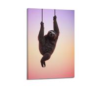 sfjjkh Animal Poster A Slow Sloth Hanging Upside Down Poster Wall Art Canvas Aesthetic Cover Painting for Living Room Bed Room 20x30inch(50x75cm) Frame-style