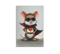 sfjjkh Animal Poster A Tiny Mouse Wearing A Superhero Cape Poster Wall Art Canvas Aesthetic Cover Painting for Living Room Bed Room 20x30inch(50x75cm) Unframe-style