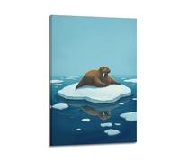 sfjjkh Animal Poster A Walrus Resting on An Ice Floe Poster Wall Art Canvas Aesthetic Cover Painting for Living Room Bed Room 08x12inch(20x30cm) Frame-style