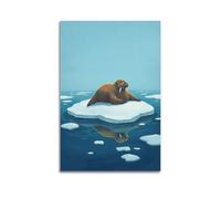 sfjjkh Animal Poster A Walrus Resting on An Ice Floe Poster Wall Art Canvas Aesthetic Cover Painting for Living Room Bed Room 20x30inch(50x75cm) Unframe-style