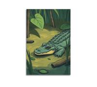 sfjjkh Animal Poster An Alligator Hiding in The Swamp Poster Wall Art Canvas Aesthetic Cover Painting for Living Room Bed Room 20x30inch(50x75cm) Unframe-style