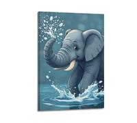 sfjjkh Animal Poster An Elephant Spraying Water with Its Trunk Poster Wall Art Canvas Aesthetic Cover Painting for Living Room Bed Room 16x24inch(40x60cm) Frame-style
