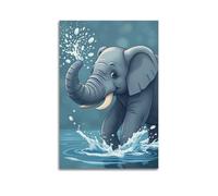 sfjjkh Animal Poster An Elephant Spraying Water with Its Trunk Poster Wall Art Canvas Aesthetic Cover Painting for Living Room Bed Room 08x12inch(20x30cm) Unframe-style