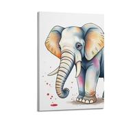 sfjjkh Animal Poster An Elephant Spraying Watercolors with Trunk Poster Wall Art Canvas Aesthetic Cover Painting for Living Room Bed Room 24x36inch(60x90cm) Frame-style