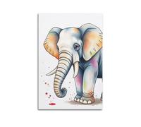 sfjjkh Animal Poster An Elephant Spraying Watercolors with Trunk Poster Wall Art Canvas Aesthetic Cover Painting for Living Room Bed Room 20x30inch(50x75cm) Unframe-style