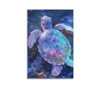 sfjjkh Animal Poster Holographic Sea Turtle Underwater Poster Wall Art Canvas Aesthetic Cover Painting for Living Room Bed Room 16x24inch(40x60cm) Unframe-style