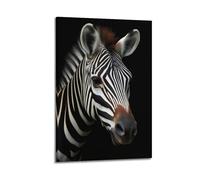 sfjjkh Animal Poster Realistic Zebra Head Portrait Dark Poster Wall Art Canvas Aesthetic Cover Painting for Living Room Bed Room 24x36inch(60x90cm) Frame-style