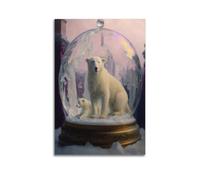 sfjjkh Animal Poster Surreal Polar Bears Snow Globe City Poster Wall Art Canvas Aesthetic Cover Painting for Living Room Bed Room 20x30inch(50x75cm) Unframe-style