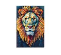 sfjjkh Animal Poster Vibrant Lion Illustration Colorful Mane Poster Wall Art Canvas Aesthetic Cover Painting for Living Room Bed Room 12x18inch(30x45cm) Unframe-style