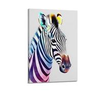 sfjjkh Animal Poster Watercolor Colorful Zebra Light Background Poster Wall Art Canvas Aesthetic Cover Painting for Living Room Bed Room 24x36inch(60x90cm) Frame-style
