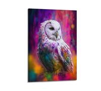 sfjjkh Animal Poster Watercolor Owl Colorful Splashes Vibrant Background Poster Wall Art Canvas Aesthetic Cover Painting for Living Room Bed Room 24x36inch(60x90cm) Frame-style
