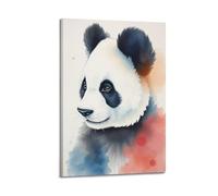 sfjjkh Animal Poster Watercolor Panda Portrait Colorful Washes Poster Wall Art Canvas Aesthetic Cover Painting for Living Room Bed Room 20x30inch(50x75cm) Frame-style