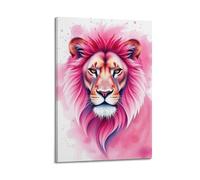 sfjjkh Animal Poster Watercolor Pink Lion Head Splashes Poster Wall Art Canvas Aesthetic Cover Painting for Living Room Bed Room 08x12inch(20x30cm) Frame-style