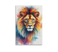 sfjjkh Animal Poster Watercolor Vibrant Lion Head Portrait Poster Wall Art Canvas Aesthetic Cover Painting for Living Room Bed Room 08x12inch(20x30cm) Unframe-style