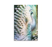 sfjjkh Animal Poster White Peacock Feathers Flowers Fantasy Art Poster Wall Art Canvas Aesthetic Cover Painting for Living Room Bed Room 24x36inch(60x90cm) Unframe-style
