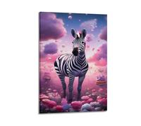 sfjjkh Animal Poster Zebra Candy Land Fantasy Art Poster Wall Art Canvas Aesthetic Cover Painting for Living Room Bed Room 12x18inch(30x45cm) Frame-style