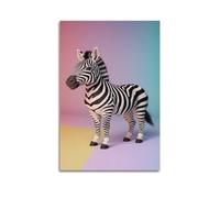 sfjjkh Animal Poster Zebra Colorful Digital Art Poster Wall Art Canvas Aesthetic Cover Painting for Living Room Bed Room 24x36inch(60x90cm) Unframe-style