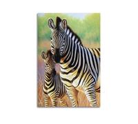sfjjkh Animal Poster Zebra Pair Realistic Art Poster Wall Art Canvas Aesthetic Cover Painting for Living Room Bed Room 20x30inch(50x75cm) Unframe-style