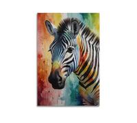 sfjjkh Animal Poster Zebra Rainbow Watercolor Art Poster Wall Art Canvas Aesthetic Cover Painting for Living Room Bed Room 24x36inch(60x90cm) Unframe-style