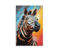 sfjjkh Animal Poster Zebra Vibrant Pop Art Portrait Poster Wall Art Canvas Aesthetic Cover Painting for Living Room Bed Room 16x24inch(40x60cm) Unframe-style