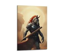 sfjjkh Animal Poster Zebra Warrior Armor Sword Desert Poster Wall Art Canvas Aesthetic Cover Painting for Living Room Bed Room 20x30inch(50x75cm) Frame-style