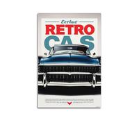 sfjjkh Blue Retro Car Retro Gas Poster Poster Wall Art Canvas Aesthetic Cover Painting for Living Room Bed Room 20x30inch(50x75cm) Unframe-style