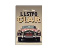 sfjjkh Deep Pink Retro Car Bold Text Poster Poster Wall Art Canvas Aesthetic Cover Painting for Living Room Bed Room 24x36inch(60x90cm) Unframe-style