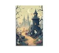 sfjjkh Enchanted Castle with Magical Beings Poster Wall Art Canvas Aesthetic Cover Painting for Living Room Bed Room 20x30inch(50x75cm) Unframe-style
