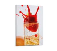 sfjjkh Food Poster Dripping Strawberry Juice Staining A Marble Rolling Pin Poster Wall Art Canvas Aesthetic Cover Painting for Living Room Bed Room 24x36inch(60x90cm) Frame-style