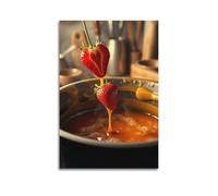 sfjjkh Food Poster Sliced Strawberry Plunging Into A Cauldron of Bubbling Caramel Poster Wall Art Canvas Aesthetic Cover Painting for Living Room Bed Room 12x18inch(30x45cm) Unframe-style