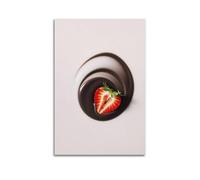sfjjkh Food Poster Sliced Strawberry Sinking Into A Swirl of Black Sesame Panna Cotta Poster Wall Art Canvas Aesthetic Cover Painting for Living Room Bed Room 20x30inch(50x75cm) Unframe-style