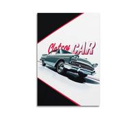 sfjjkh Grey Retro Car Red Black Split Background Poster Wall Art Canvas Aesthetic Cover Painting for Living Room Bed Room 16x24inch(40x60cm) Unframe-style