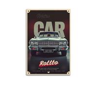 sfjjkh Light Blue Classic Car Dark Background Poster Wall Art Canvas Aesthetic Cover Painting for Living Room Bed Room 08x12inch(20x30cm) Unframe-style