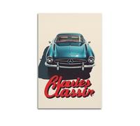 sfjjkh Looking Down at The Blue Retro Car Poster Poster Wall Art Canvas Aesthetic Cover Painting for Living Room Bed Room 08x12inch(20x30cm) Unframe-style